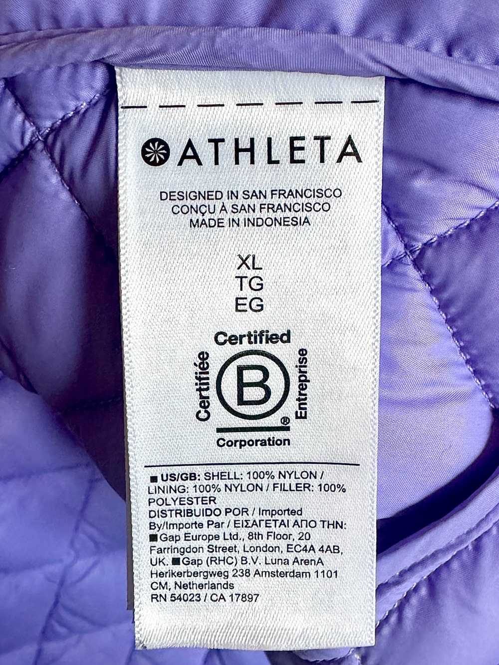 RARE Athleta Whisper Featherless Puffer Jacket Madeira Purple XL NWOT - Picture 8 of 10